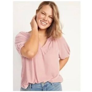 OLD NAVY Pink Velvet Split Neck Top